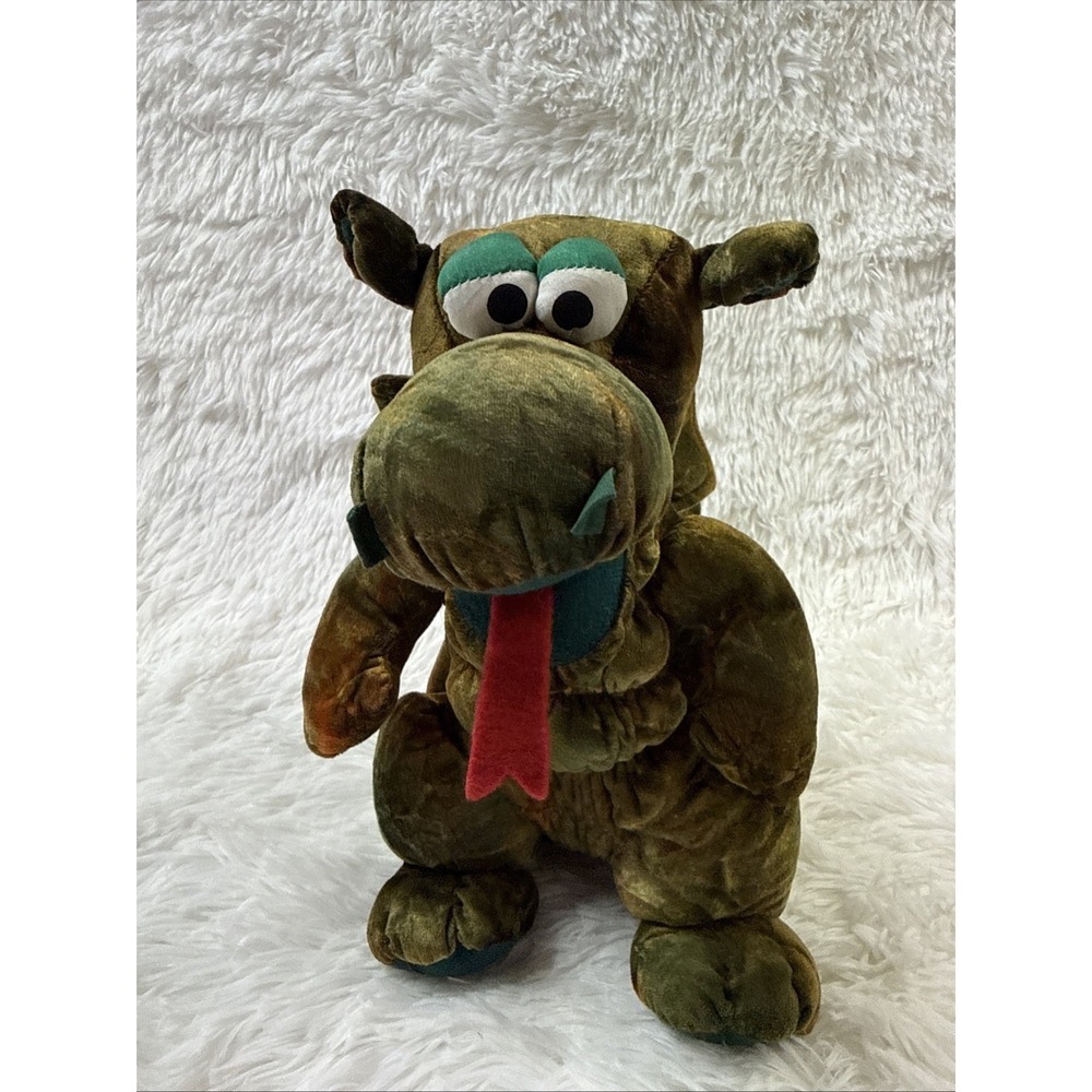 Vintage 1990s Chosun Tie Dye Dragon Plush Squeaky Honking Dinosaur 12"